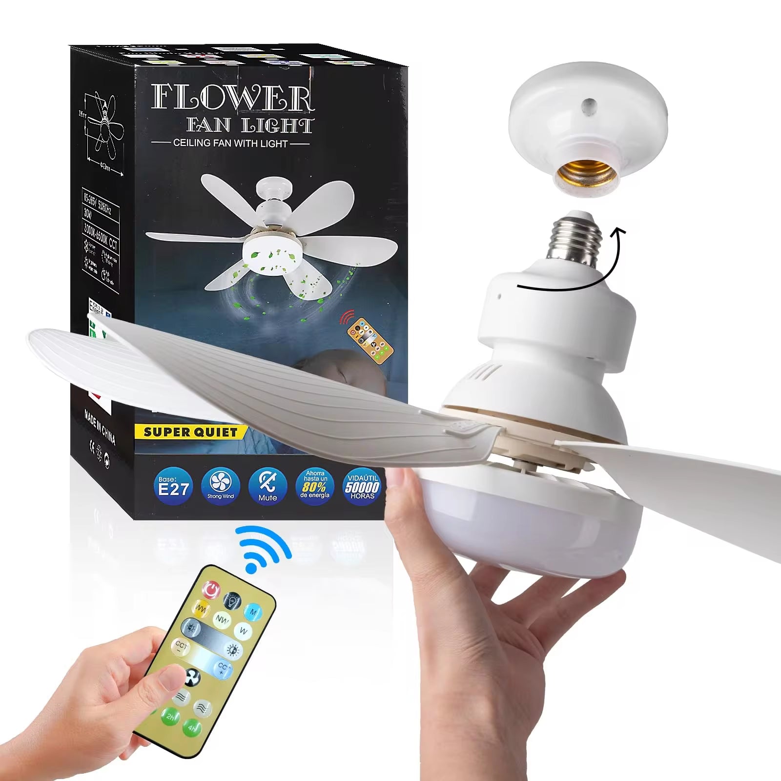 EcoFan Light  with Remote Control for Dimming, Suitable for Living Room, Study, 